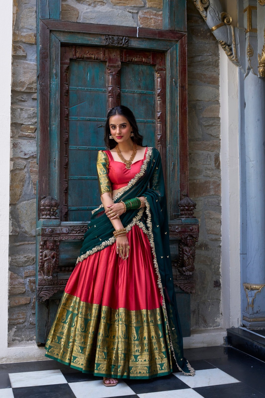 Latest Narayan Pattu Red Lehenga Choli With Georgette Dupatta For Function Wear