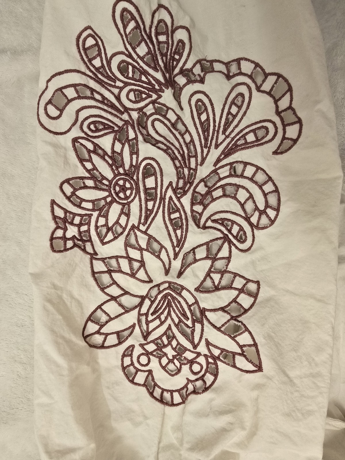 Universal Thread White Cotton Dirndl Blouse Embroidered Short Sleeves Size L