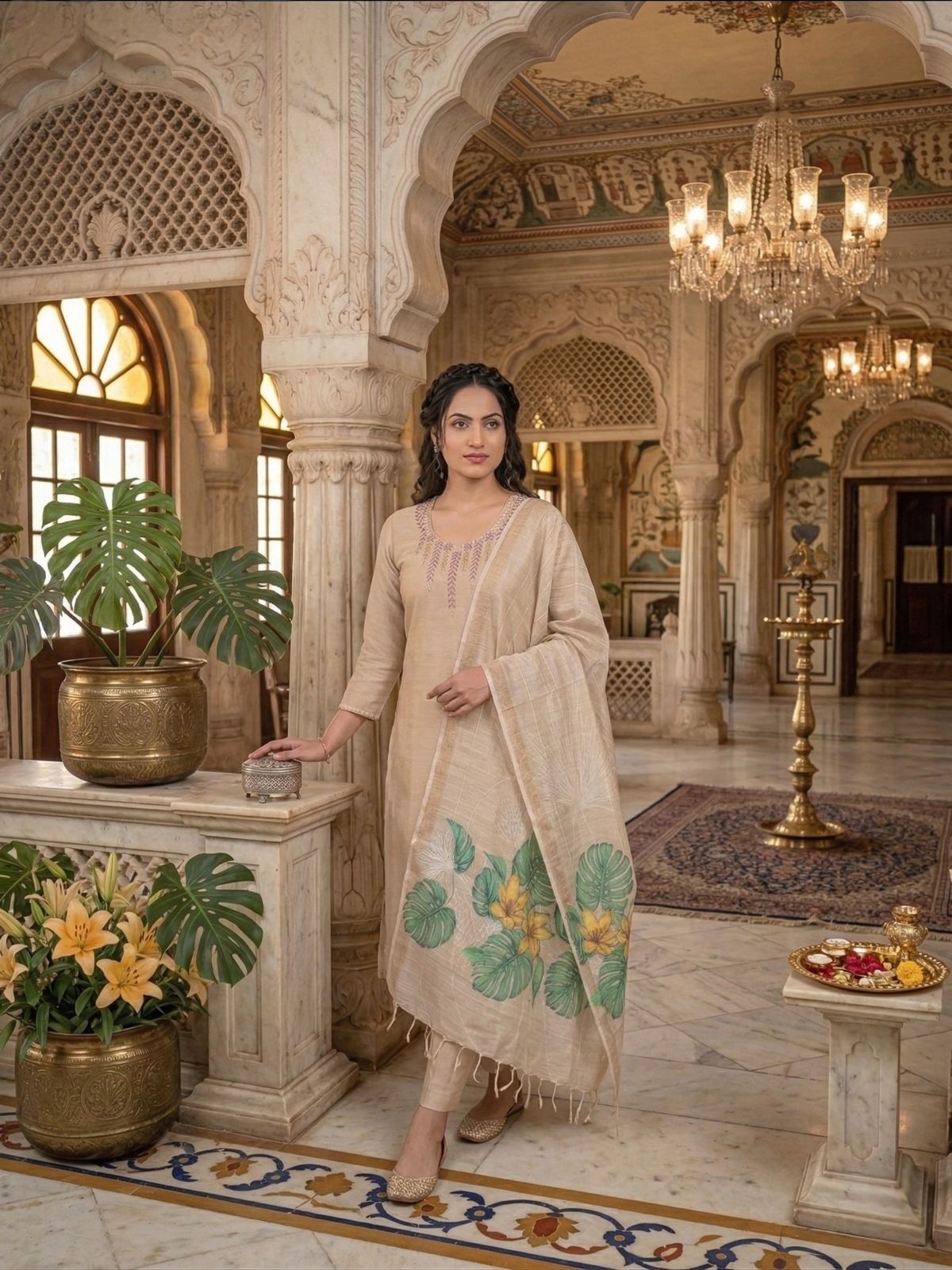 Designer Indian Pakistani Kurta Pant Dupatta Set Bollywood Style Women Kurti