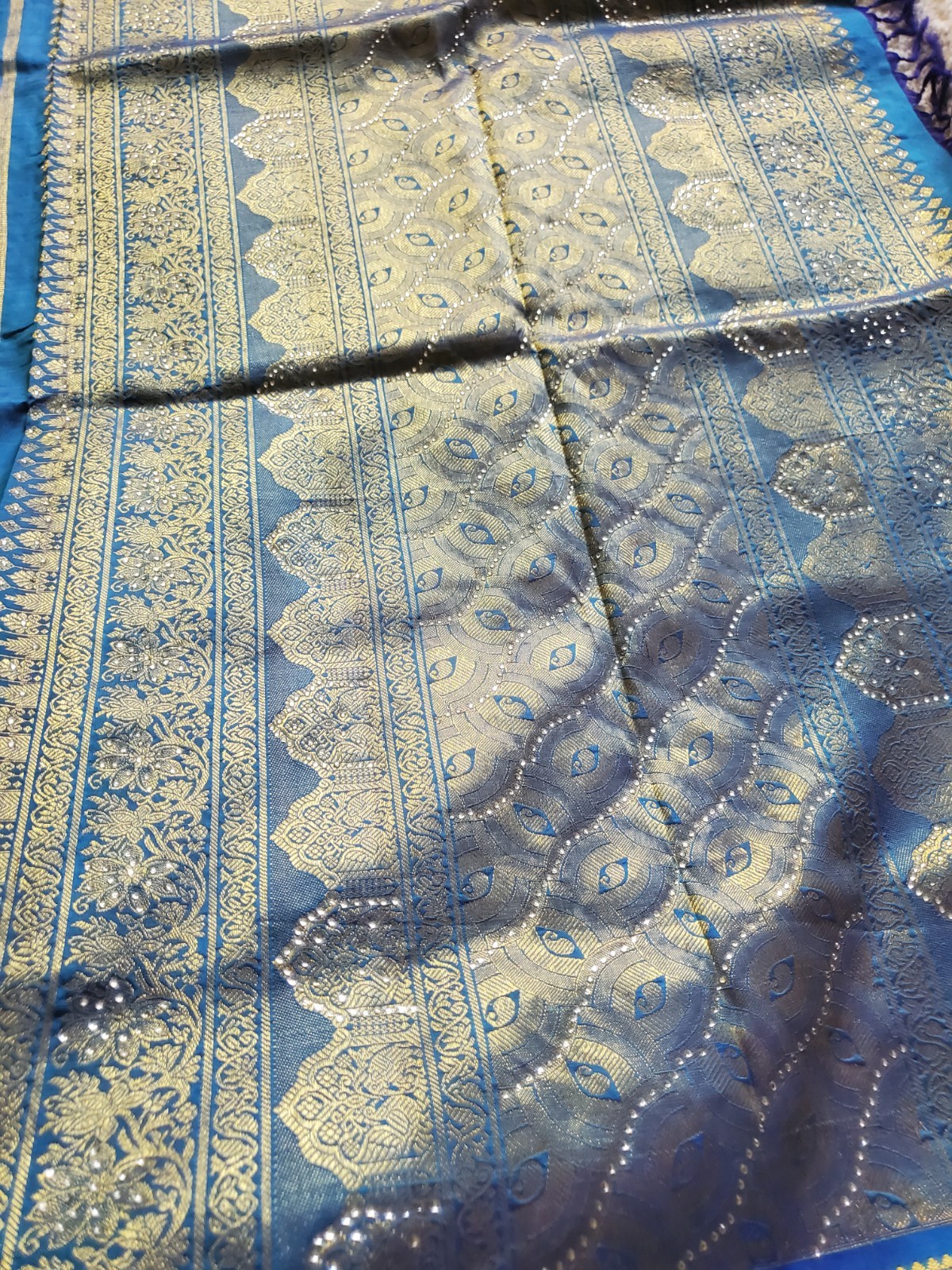 Women Pure Silk Brocade Stonework Kanjivaram Saree Designer Party Wedding Festiv