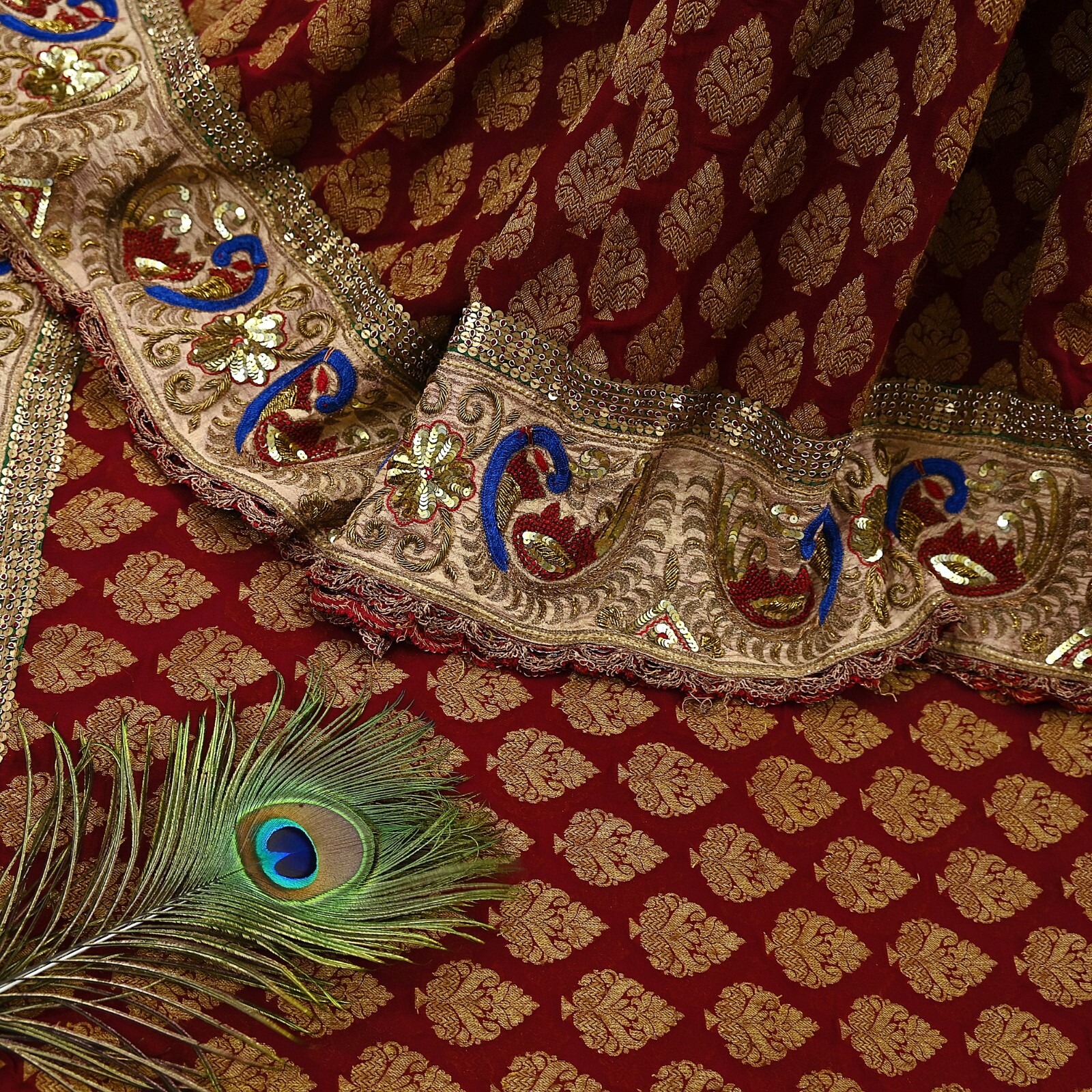 Pre-Owned Sari Georgette Silk Hand Embroidered Designer Manish Malhotra Sarees