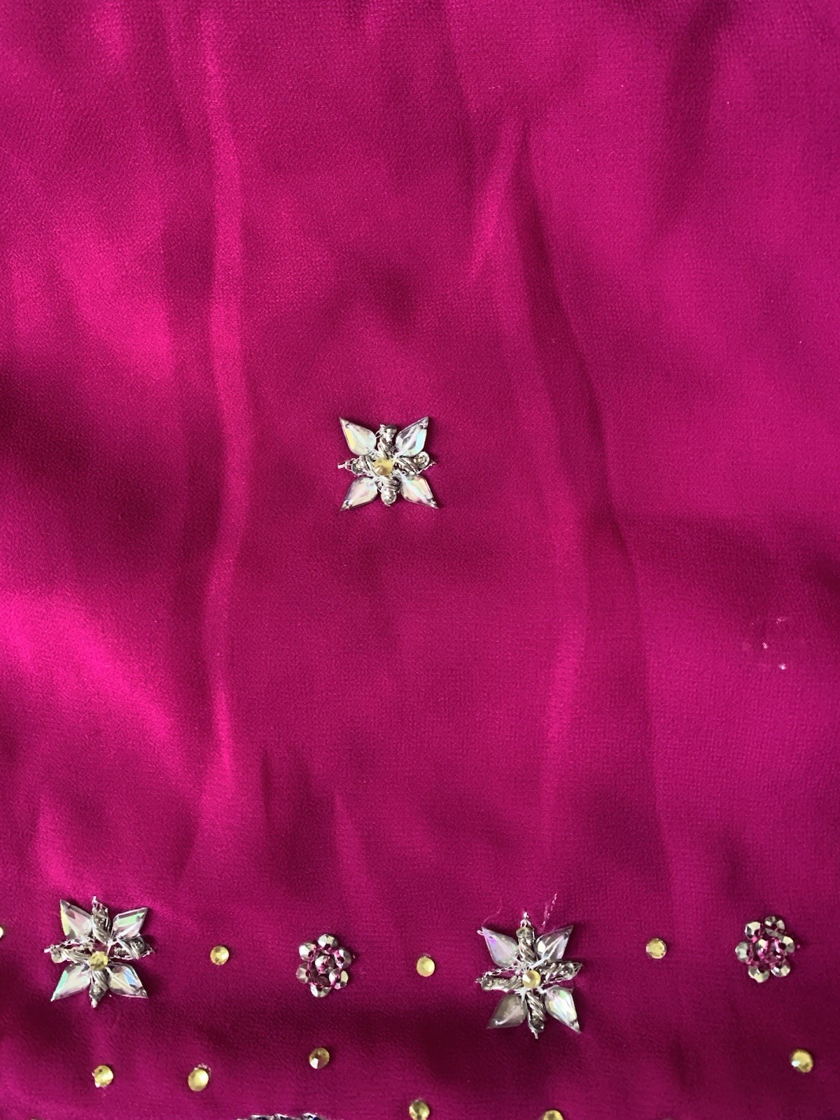 Sanskriti Vintage Indian Saree Georgette Hand Beaded Woven Fabric Ethnic Sari