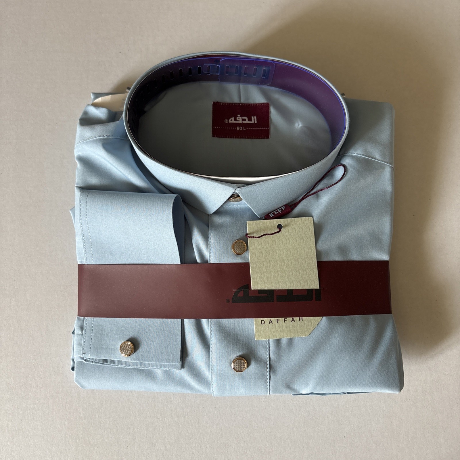 MEN Size 60L DAFFAH High Quality ALL SEASON Thobe CUFF SLEEVE SHIRT COLAR