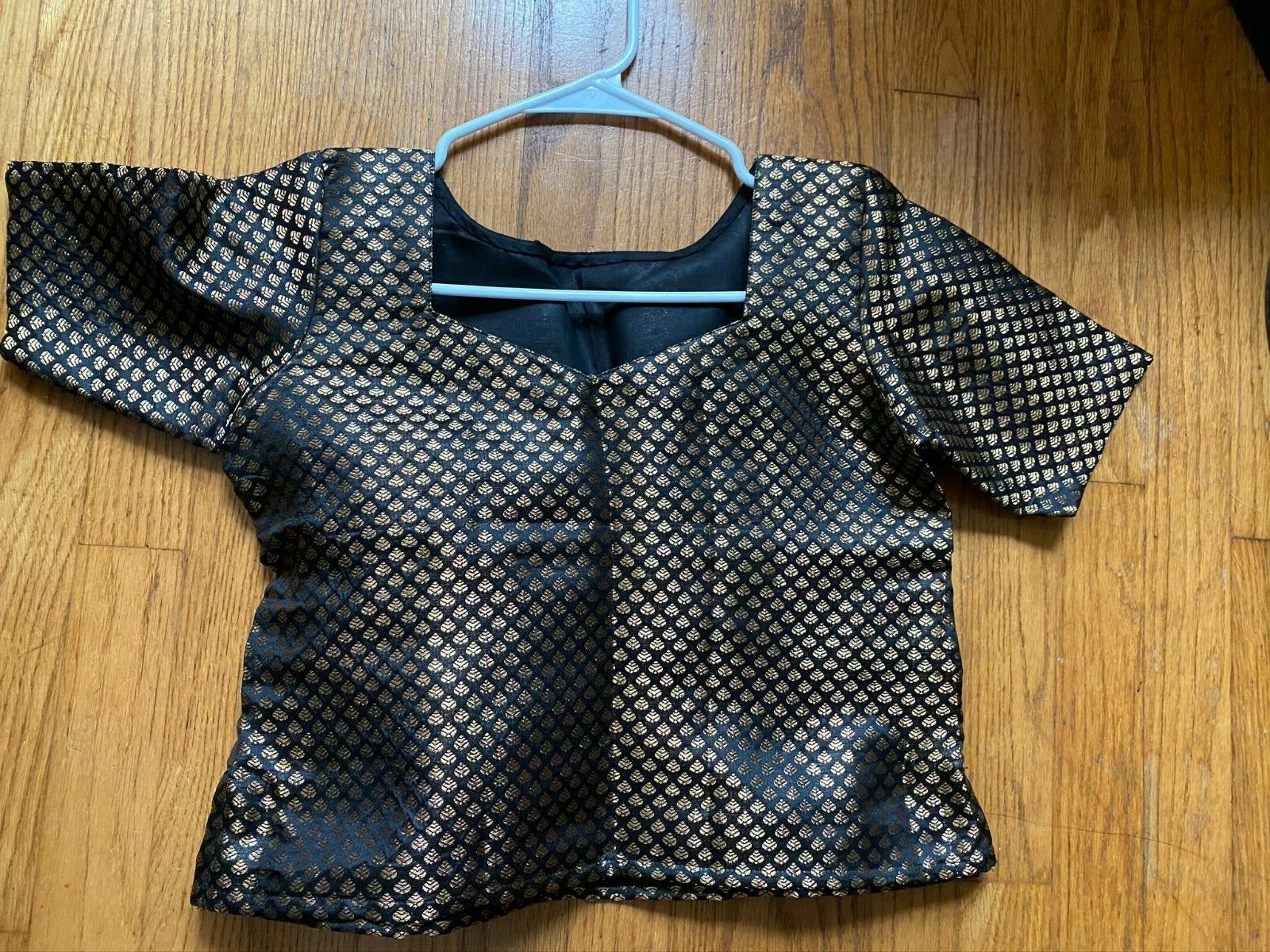 SARI/Lehega BLOUSE Party wear–Black with Gold Buttas-