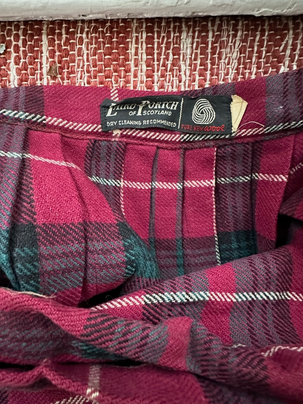 Vintage Laird Portch of Scotland Kilt Plaid Red