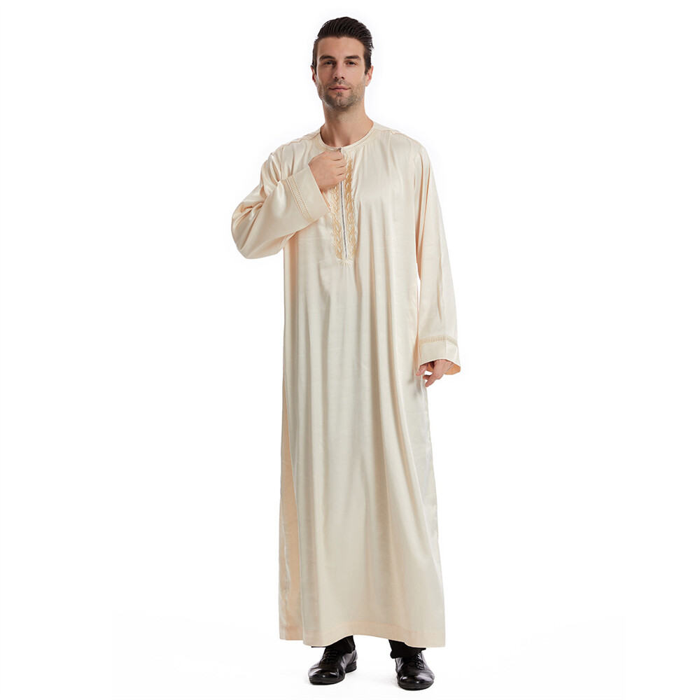 Muslim Men Saudi Abaya Kaftan Thobe Jubba Thoub Robe Dress Dishdasha Arab Gown