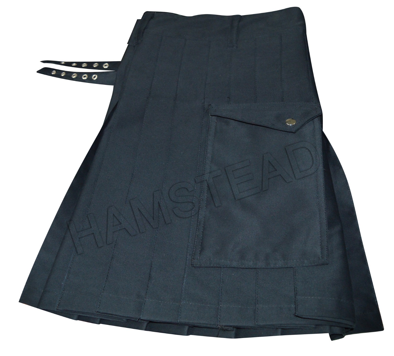 Ladies Plain Black Drilled Cotton Fashion Utility Triangular Pocket new Kilts