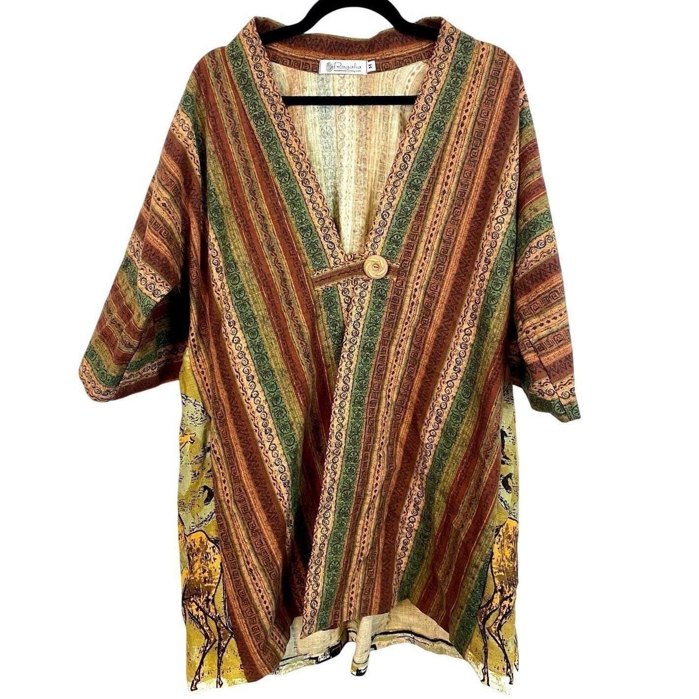 Regalia Medium Handmade Kimono Jacket Boho Art To Wear Lagenlook Africa Tribal
