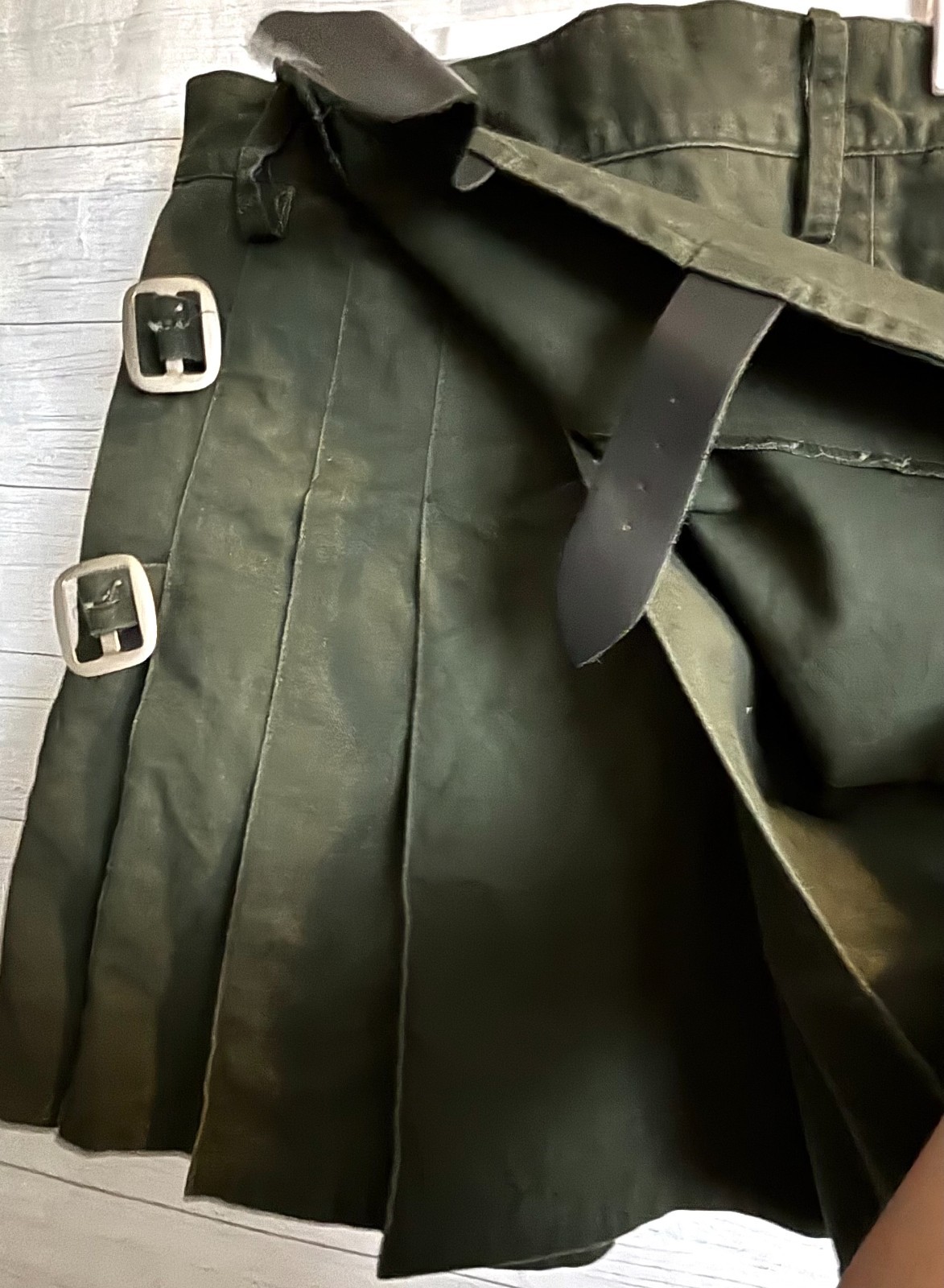 Kommando Kilts Utility Waist Size 46 48 Olive Green Pleated Buckle Pockets 2XL