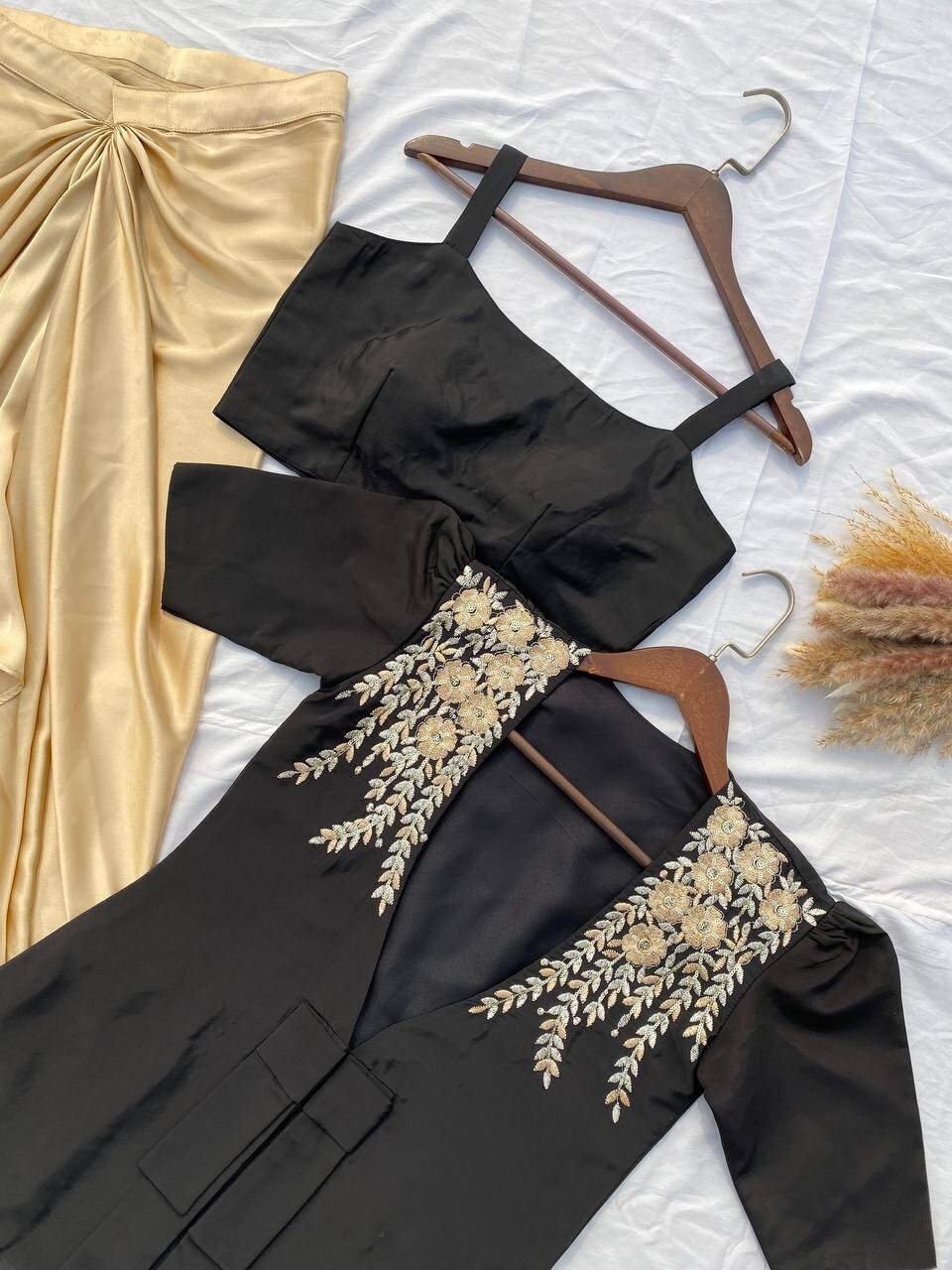 Designer Pre Drapped Dhoti Top Bollywood Party Wear Dress Wedding Indo Western L