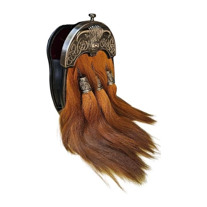 Scottish Brown Horse Hair Kilt Sporran Celtic Cantle Highland Wear