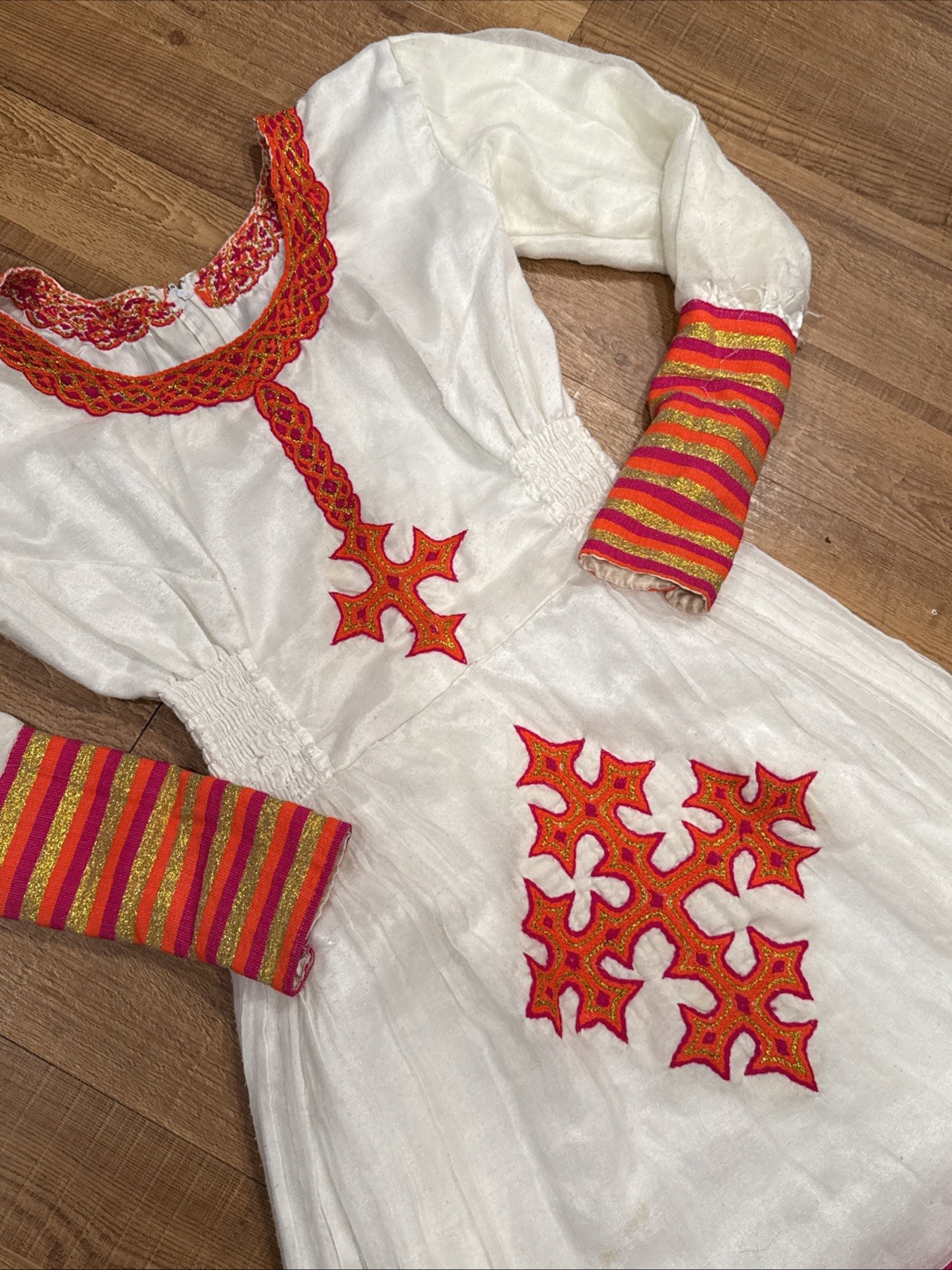 Ethiopian Traditional Dress Handmade Habesha Kemis Embroidered Floral Maxi Dress