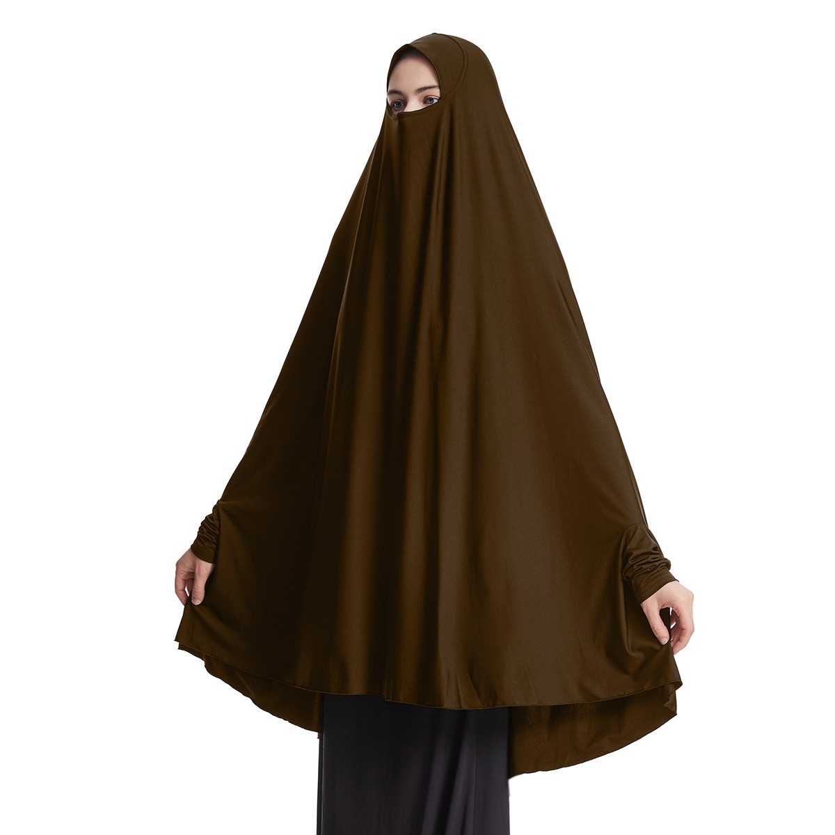 Prayer Khimar Solid Color Turban Muslim Women Hijab Headscarf Large Niqab Burka
