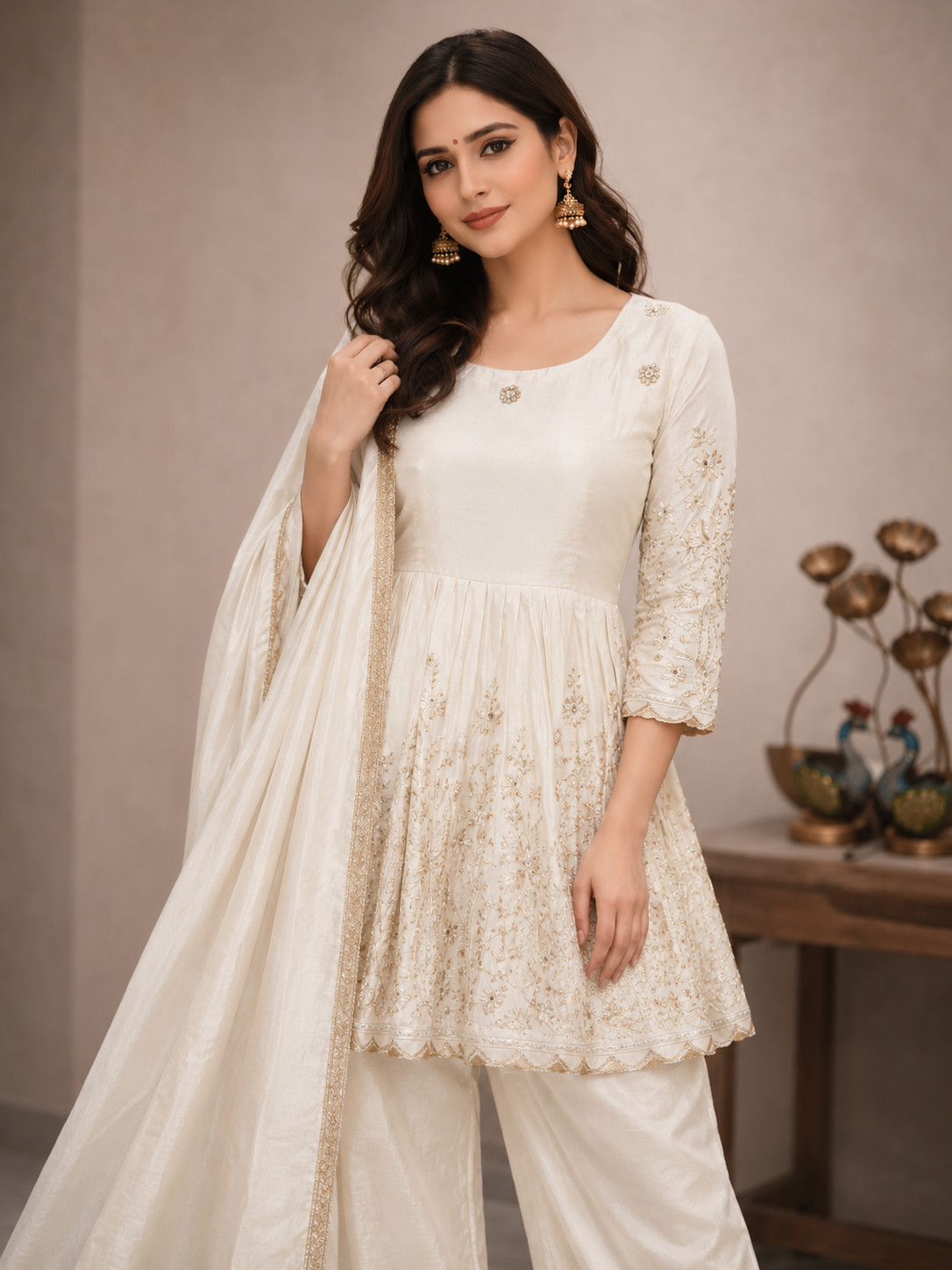 Premium Pakistani Salwar Kameez Set Heavy Chinon Silk Embroidered Suit Party