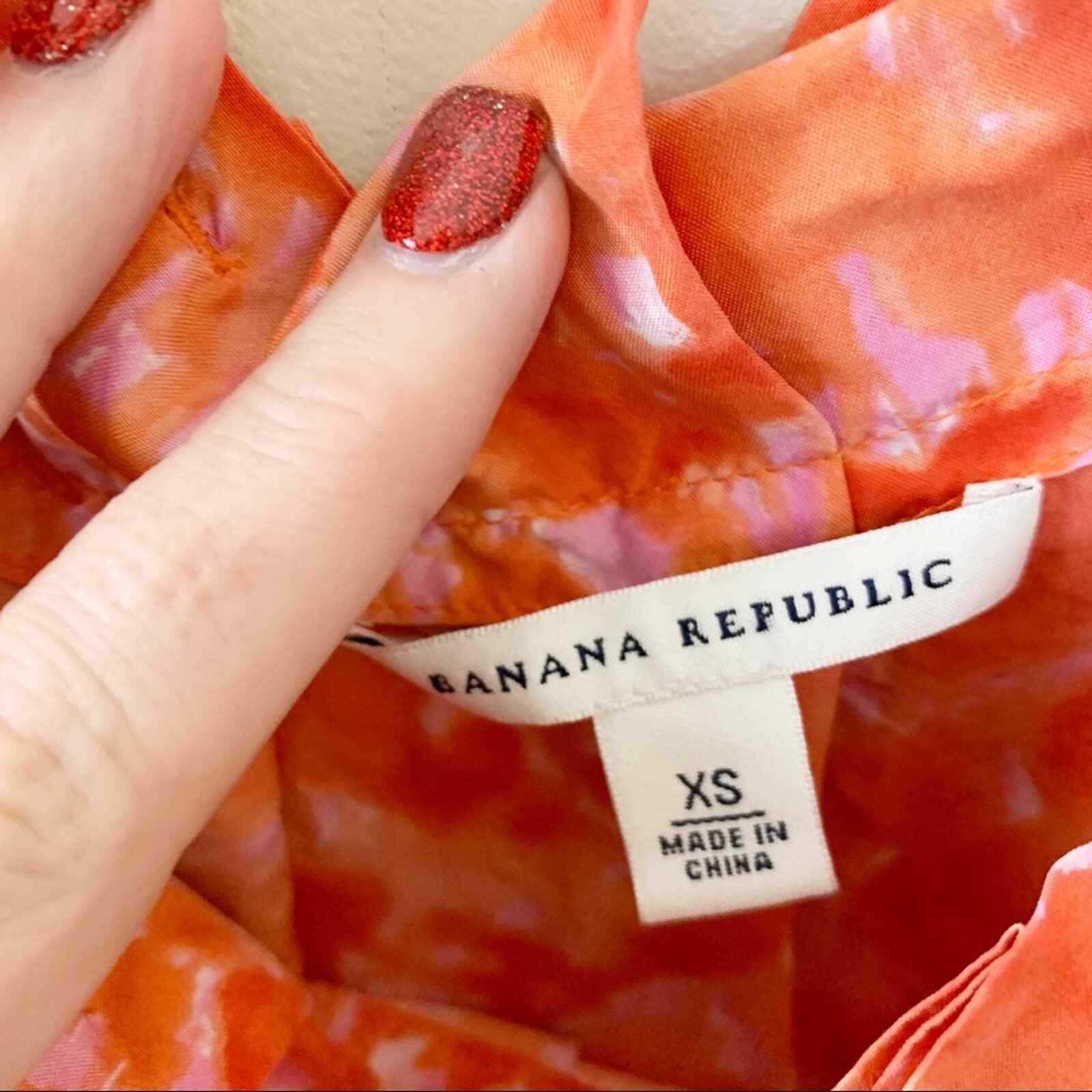 Banana Republic Silk Watercolor Orange Top Size XS