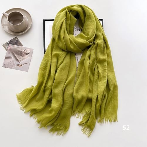 Solid color cotton and linen scarf, wrinkled all season Autumn Fragrant Yellow