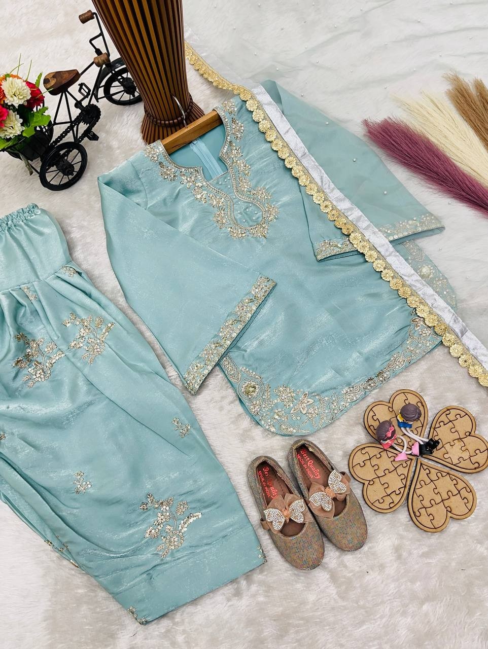 Girls Patiyala Suit Farshi Palazzo Wedding Festival Ethnic Wear Dress