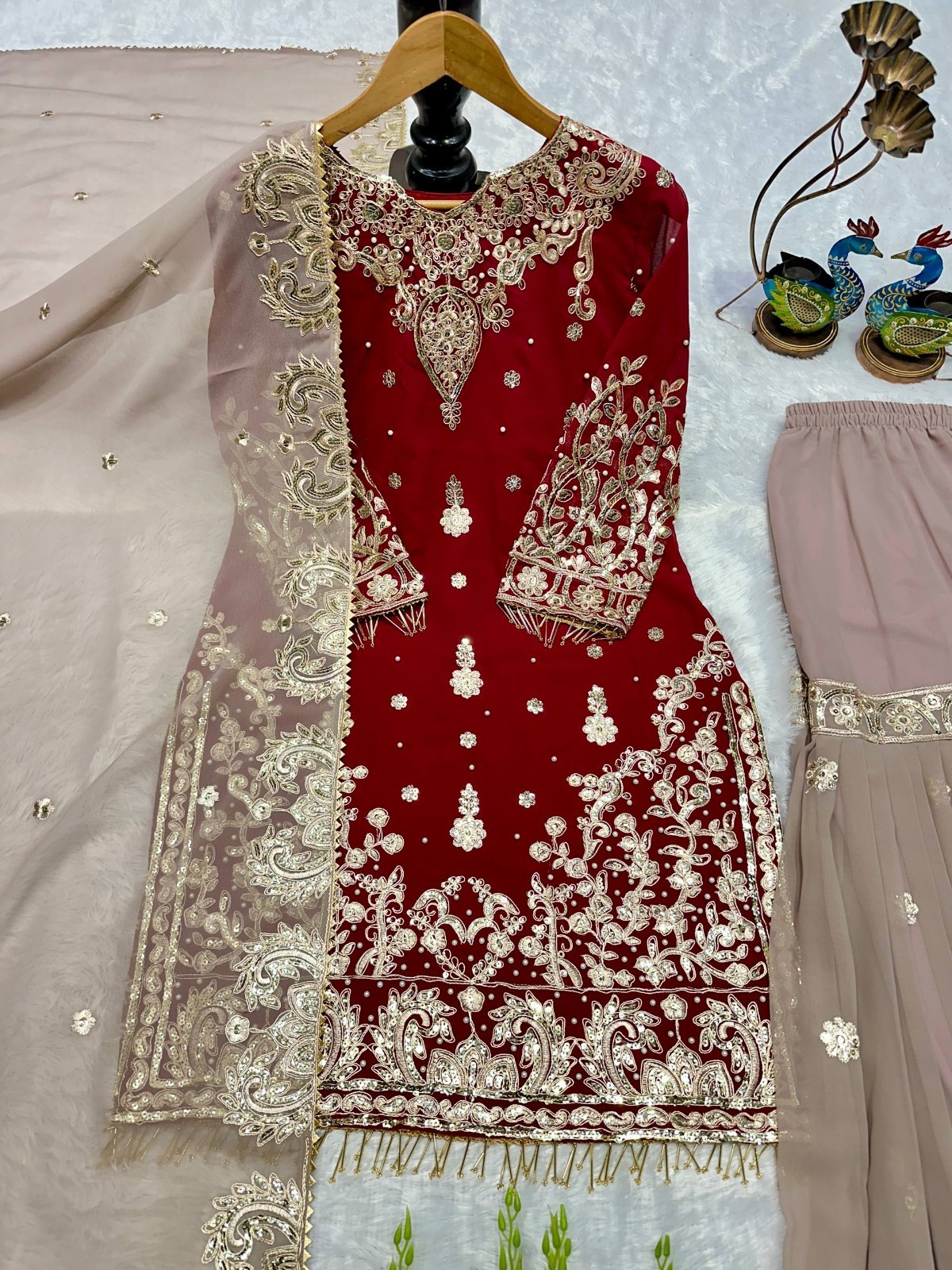 Launching New Heavy Faux Georgette Kurta Palazzo With Dupatta For Women