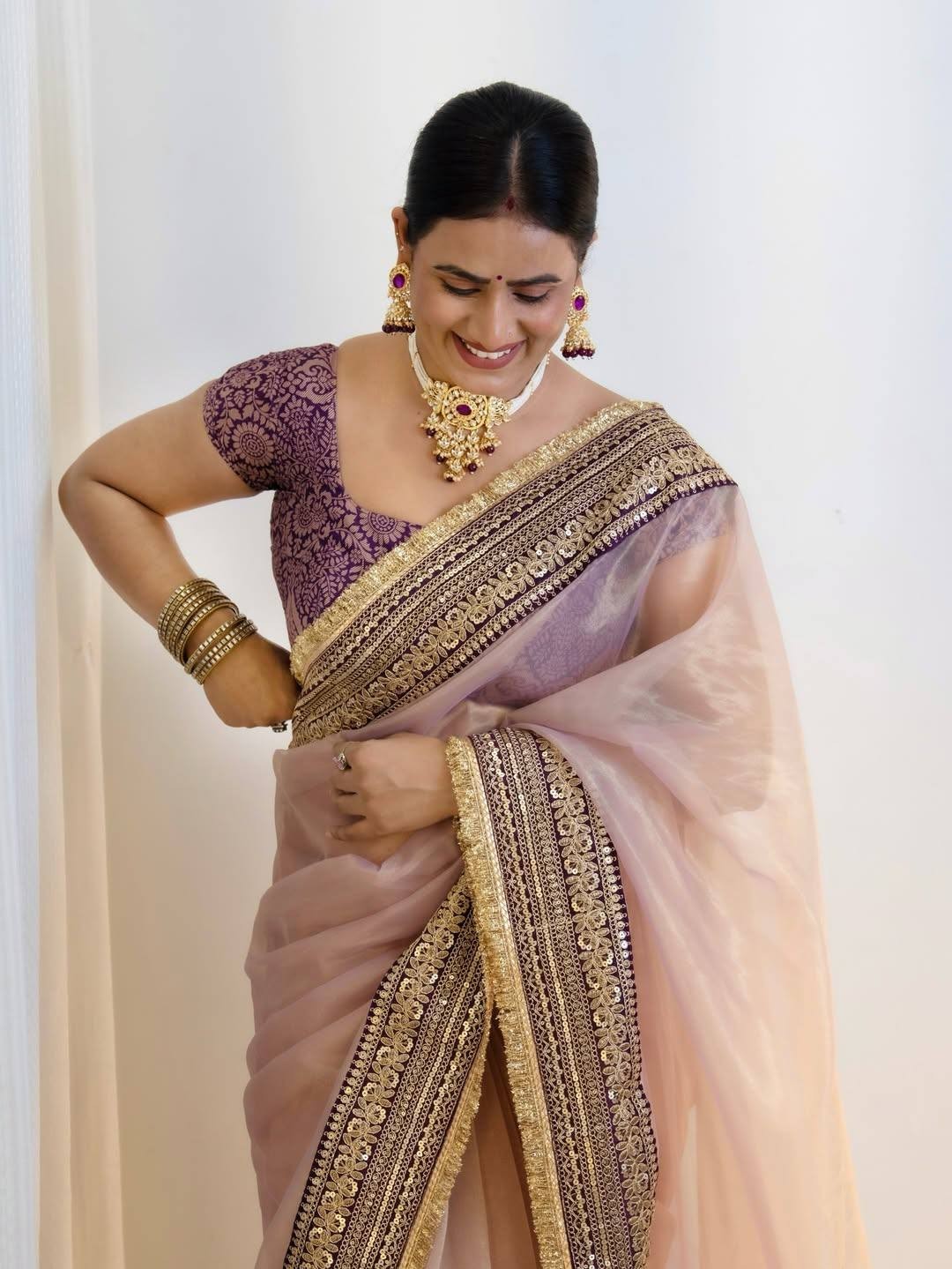 Designer Bollywood Soft Twill Net Saree Sequin Embroidery Party Wedding Sari