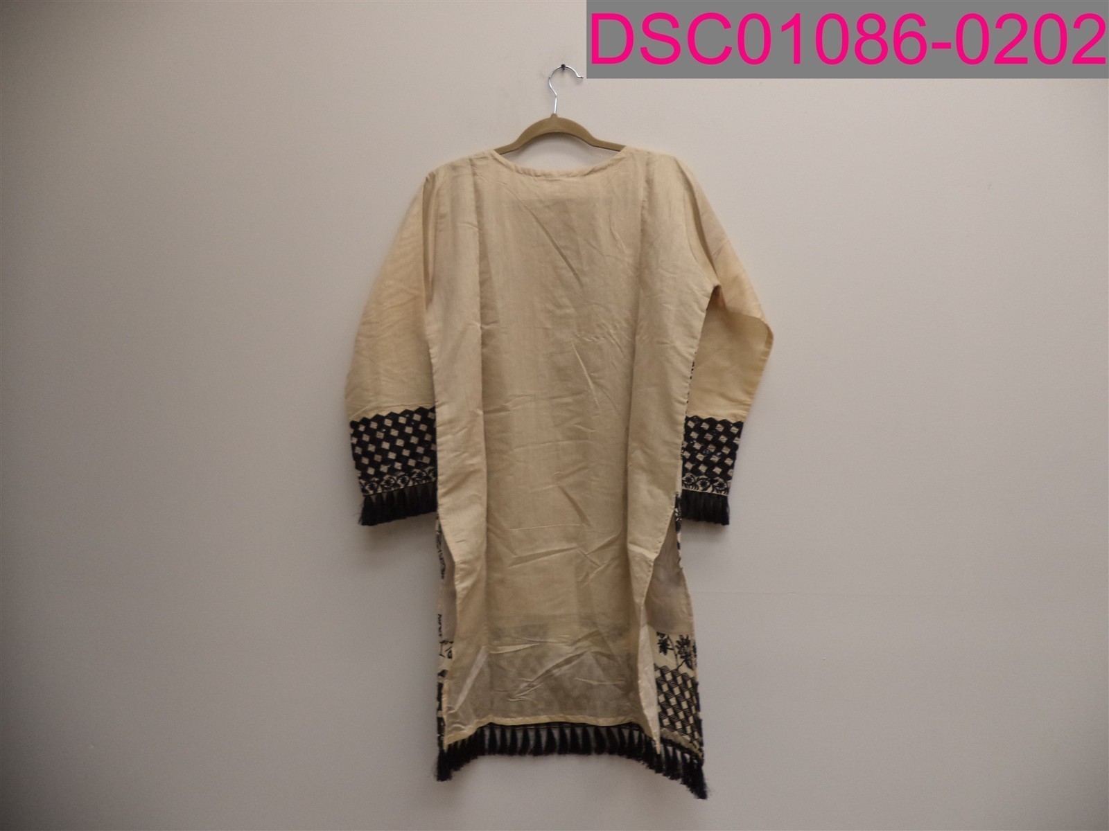 Turkish Embroidered with sequin/beads Beige Long Sleeve Tunic Shirt Large