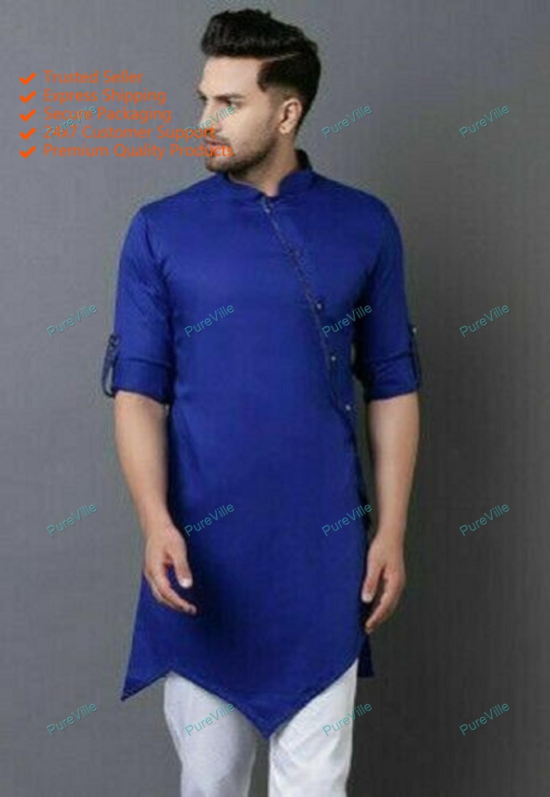 Mens Kurta Mens Wear Long Kurta Cotton Plain Indian Ready made Kurta