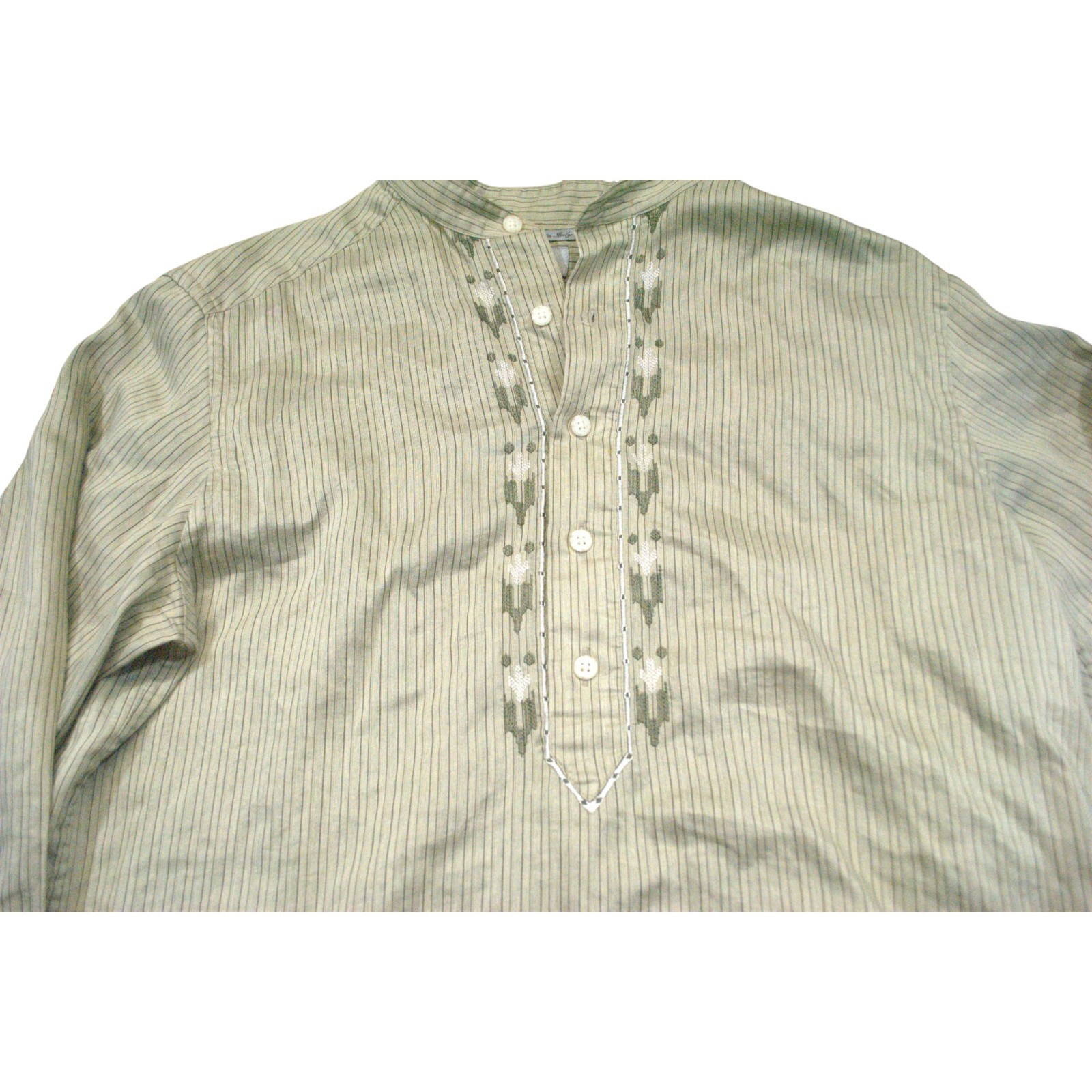 Middle Eastern Style Kurta Brown Traditional Size L 40% linen