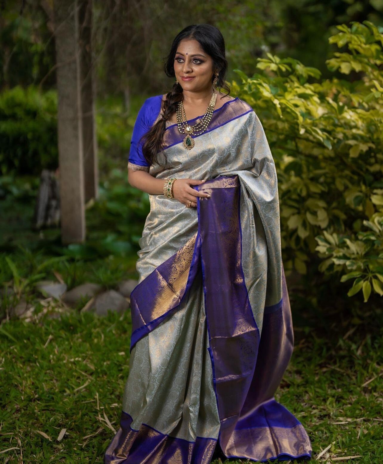 Women’s Banarasi Silk Kanjivaram Jacquard Saree With Unstitched Blouse Piece