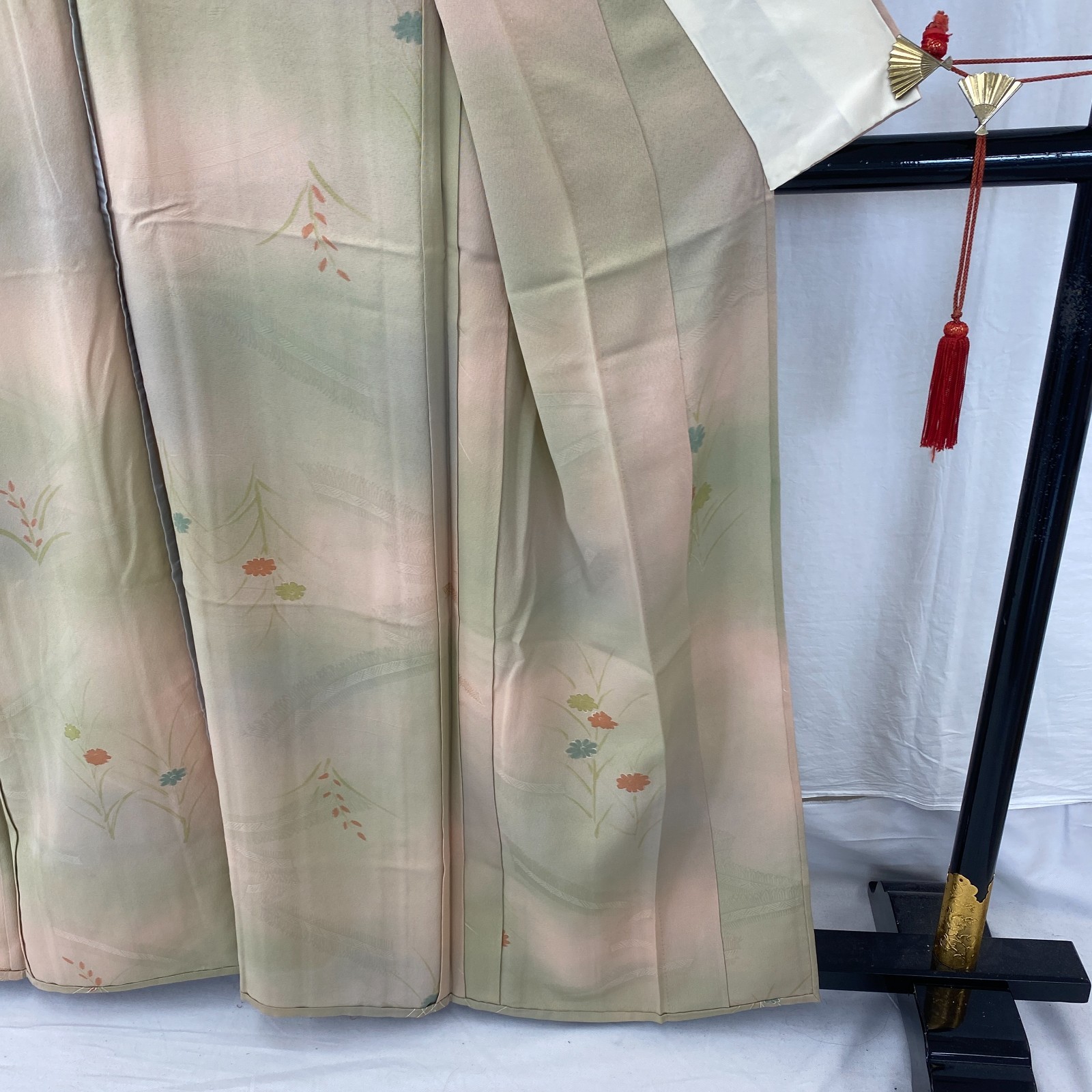 Japanese Vintage Kimono Polyester Brown No Lining Traditional Length 61 in