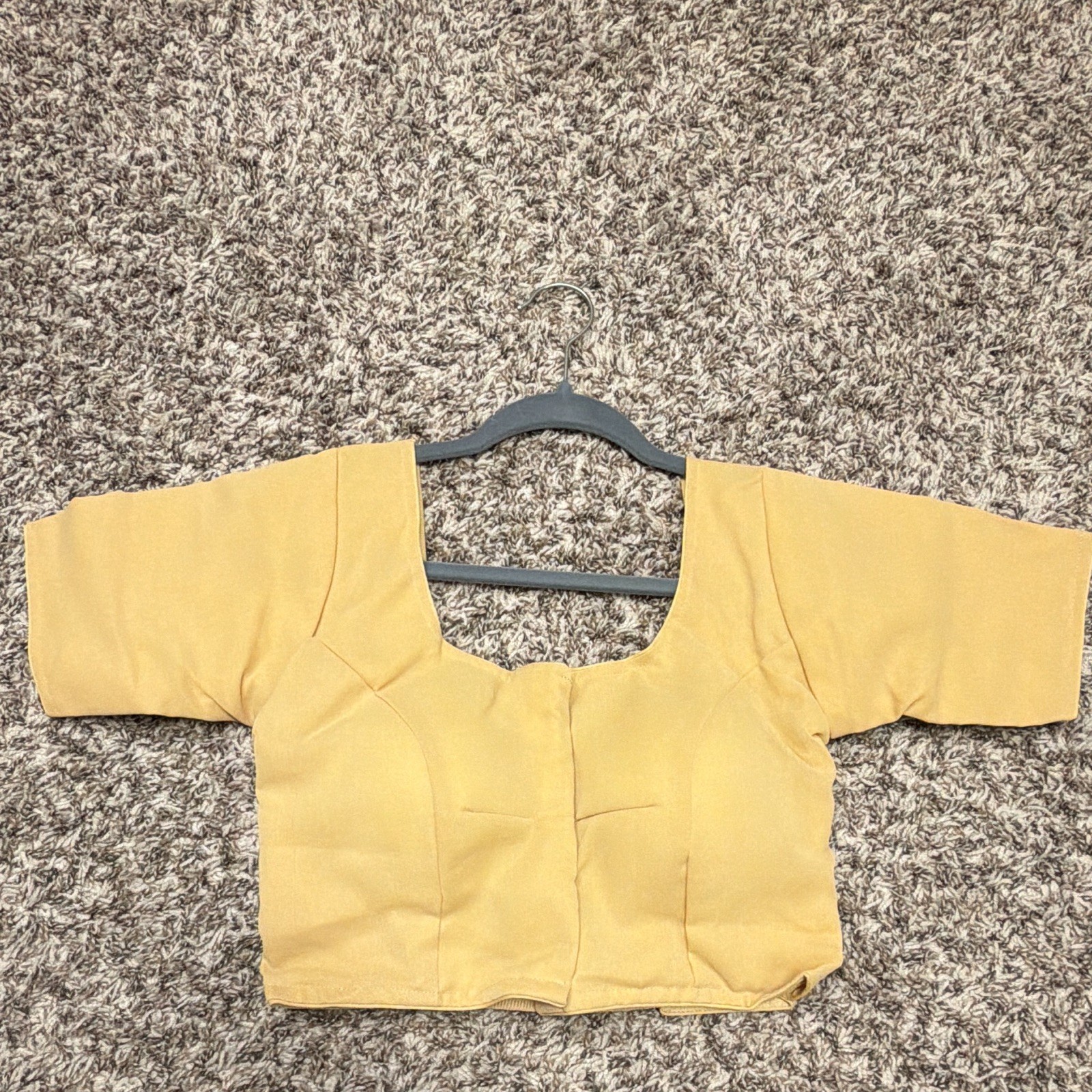 Handmade Women’s Gold Cotton Blend Choli Blouse Short Sleeve Back Tie One Size