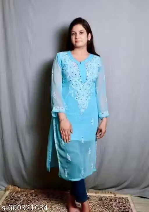 Readymade Chikankari Mirror Work Kurti For Women’s Party Festive Outfit Gift