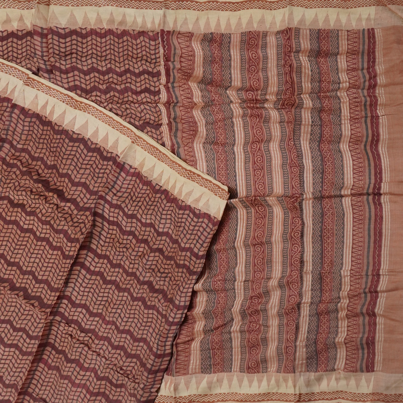Vintage Purple Sarees 100% Pure Silk Printed Indian Sari 6YD Decor Craft Fabric