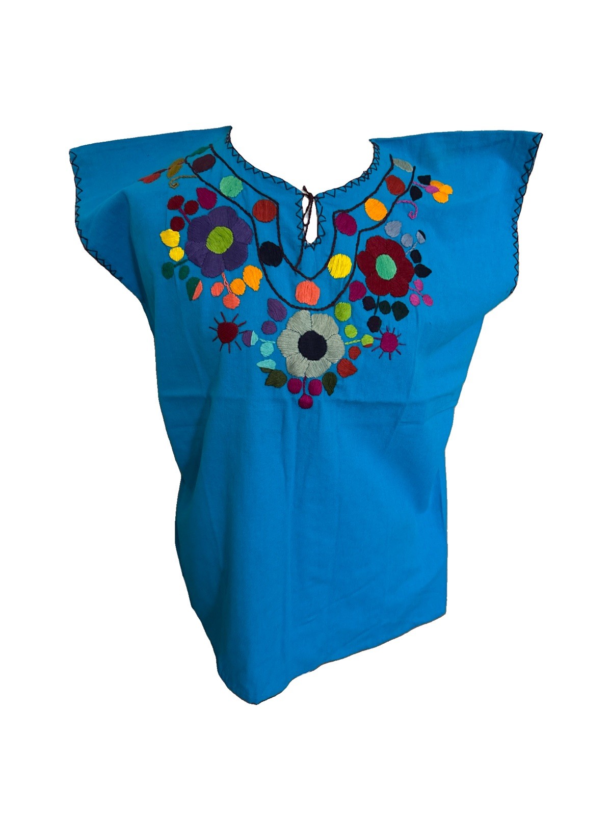 Embroidered Mexican Blouse Handmade Size M