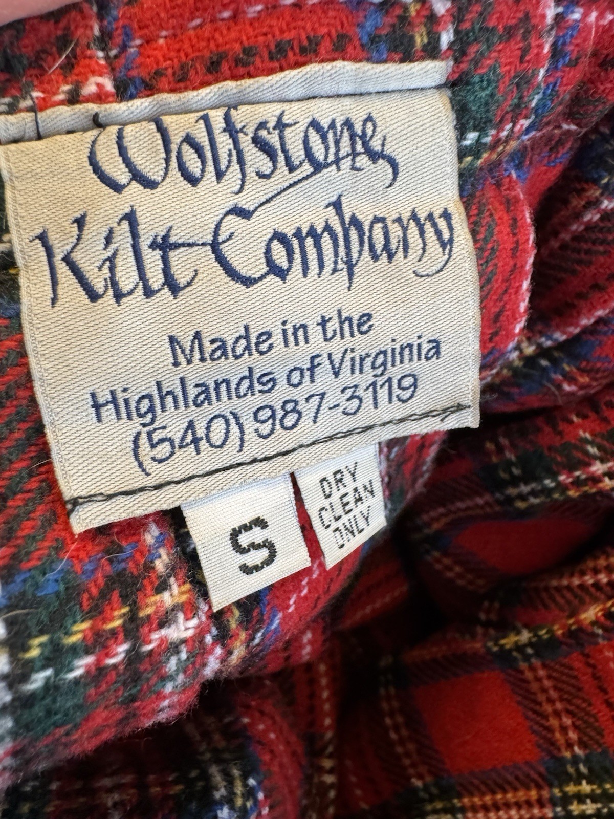Wolfstone Kilt Company 100% Wool Scottish Classic Red Tartan Plaid Sz S 30″