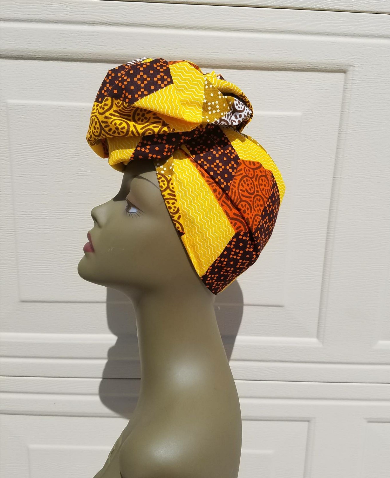 Brown And Yellow Headwrap; African Headwrap; African Clothing; African Fabric