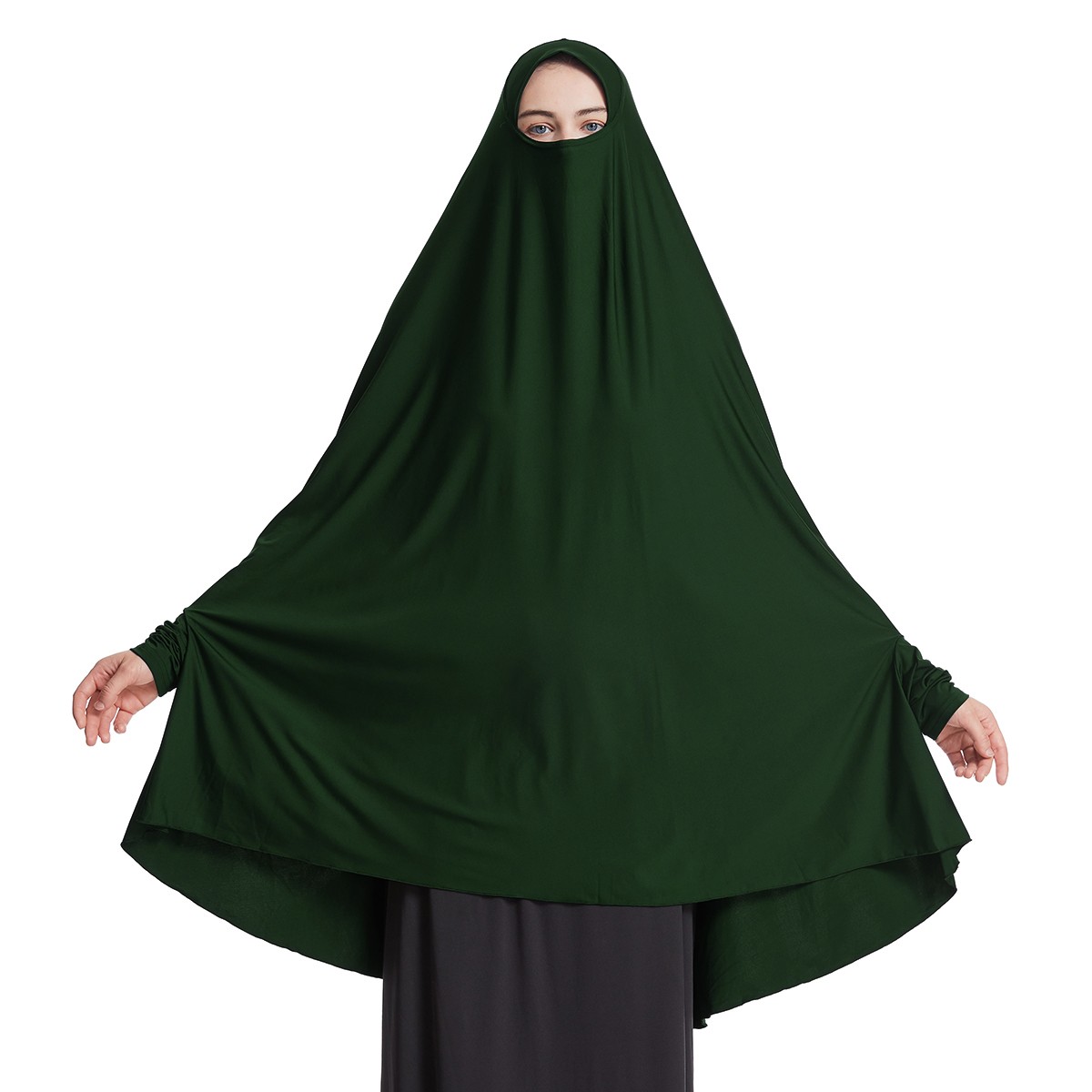 Prayer Khimar Solid Color Turban Muslim Women Hijab Headscarf Large Niqab Burka