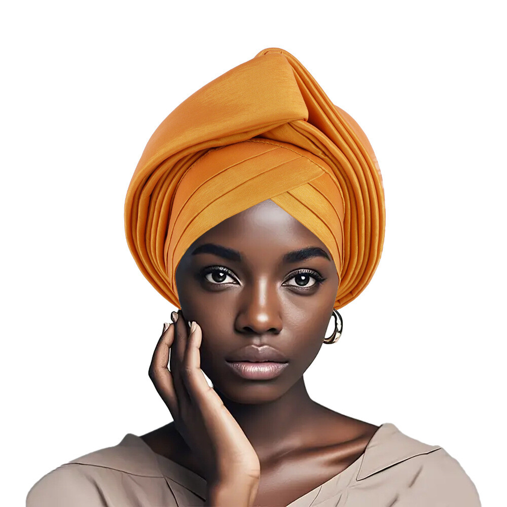 African Nigerian Women Head Wrap Hat Aso Oke Auto Gele Headtie Cap Islamic Hats