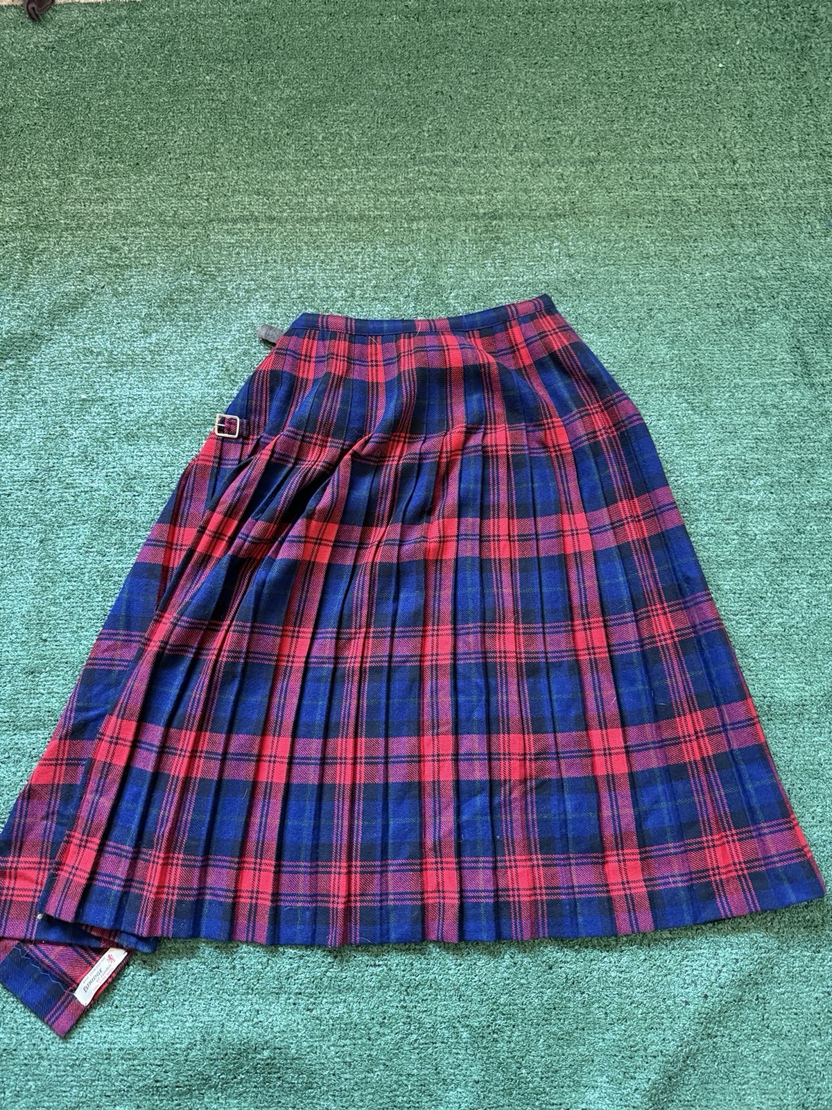 Estridge Of London Kilt/Skirt 100% Wool Plaid Adjustable Vintage Rare