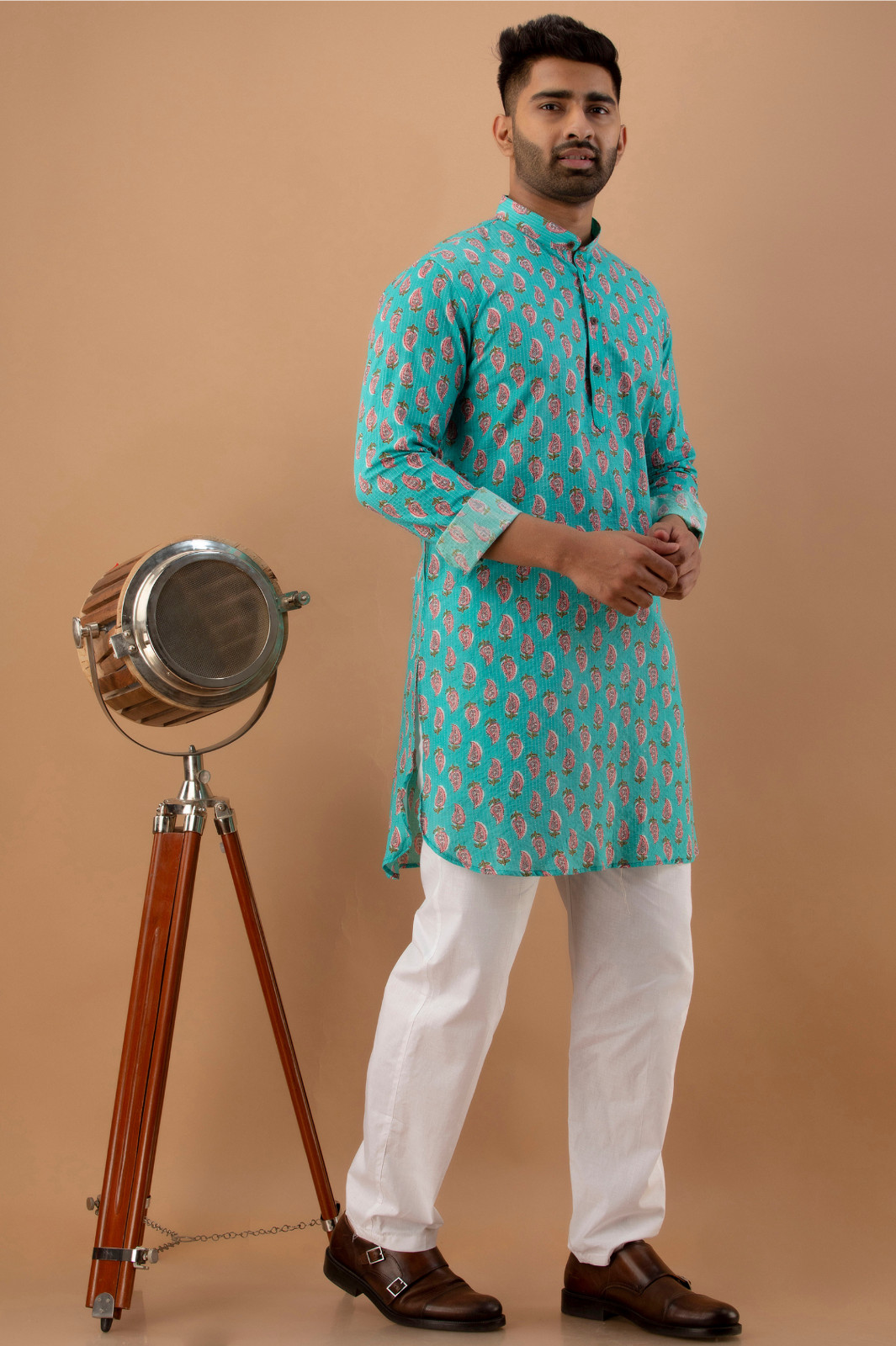 Men’s Ethical Printed Mulberry Kurta – Perfect for Casual Wear
