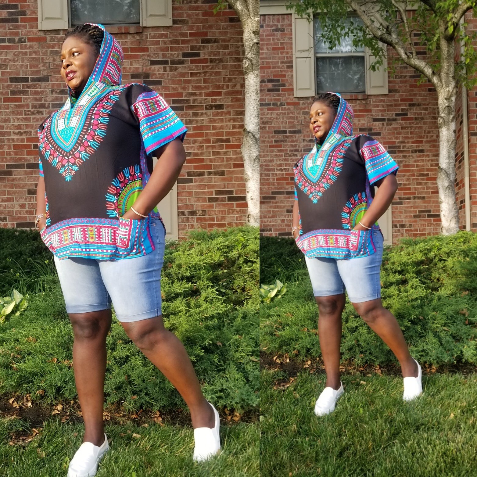 Unisex Hooded Dansiki Shirt. Dansiki African Style With A Hood For The Head