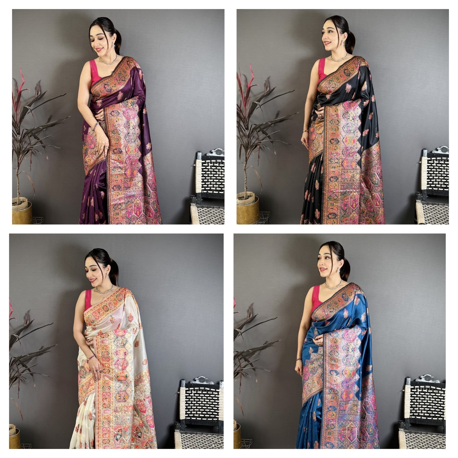 Designer Sari Bollywood Bridal Silk Saree Blouse South Indian Ethnic Ready made