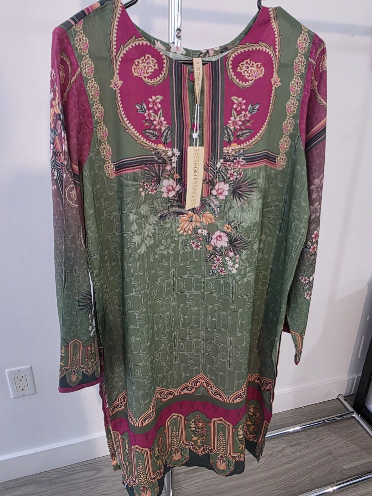 Pakistani/Indian Kurti Kurta Punjabi Desi Dress Kameez Size M Top Linen Shirt