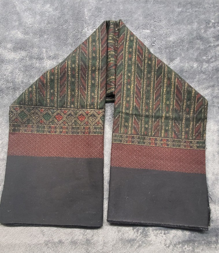 Authentic Thai Cotton Fabric Unstitched Sarong Traditional Ikat Pattern Black Gr