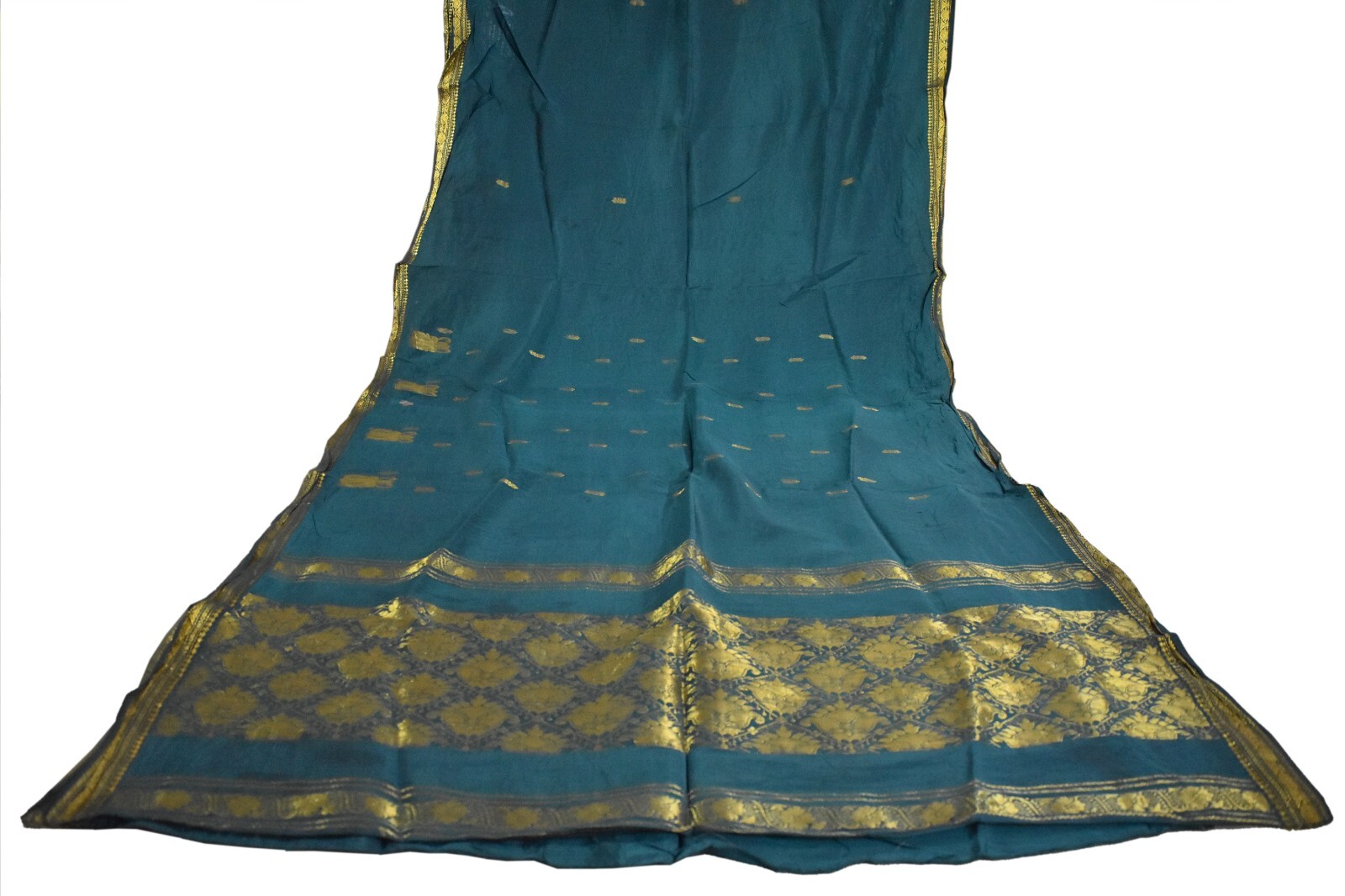 FNC Vintage Green Sarees Satin Silk Woven Brocade/Banarasi Zari Sari Fabric 5YD
