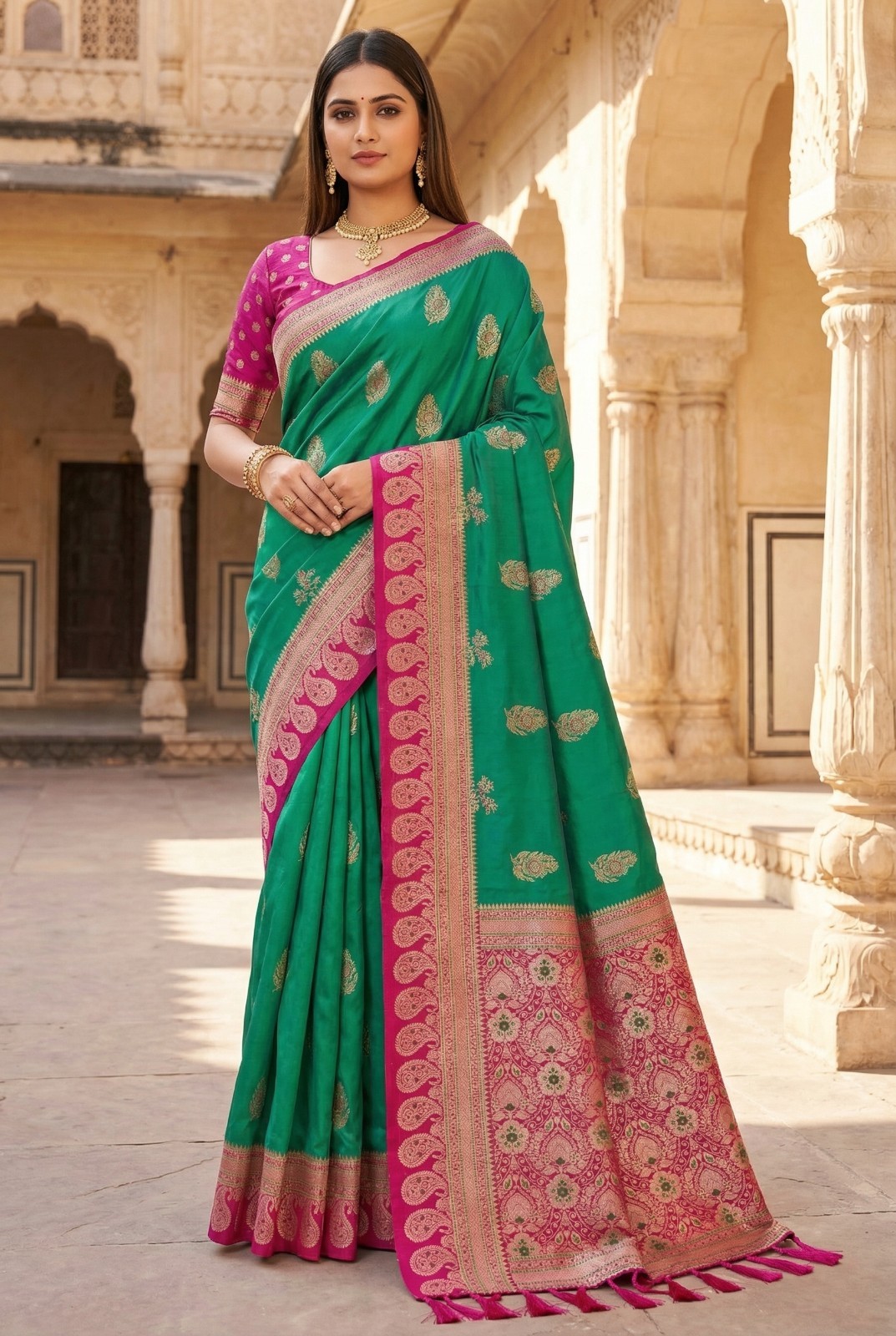 Attractive Designer Paithani Silk Saree With Blouse For Function & Festival