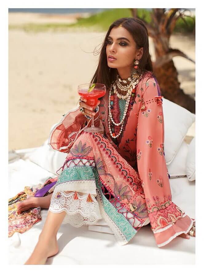 Authentic Elan Lawn Pakistani Indian S-M Kameez Pants 3pc Party 2020 From USA