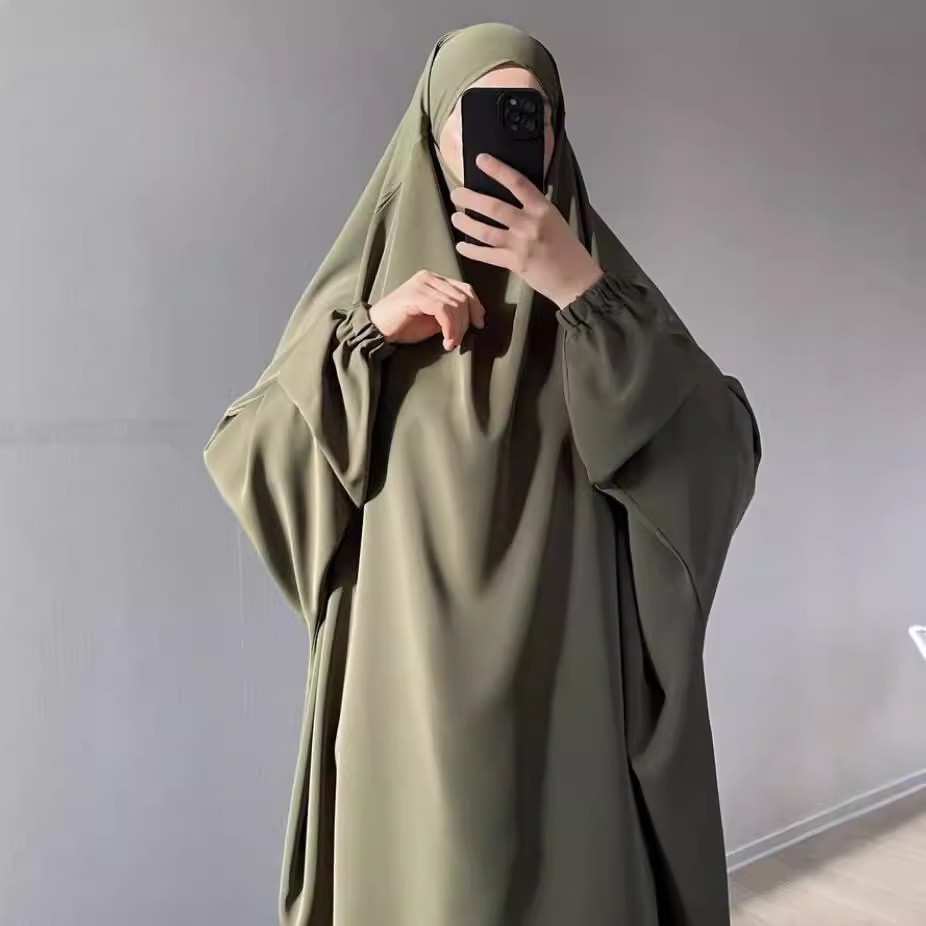 Muslim Women Kaftan Overhead Large Khimar Abaya Burka Ramadan Prayer Plain Set