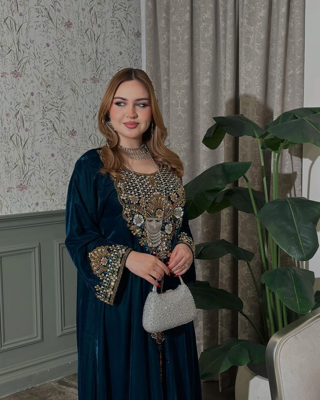 velvet islamic clothing evening kaftan abaya long sleeves abaya caftan robes