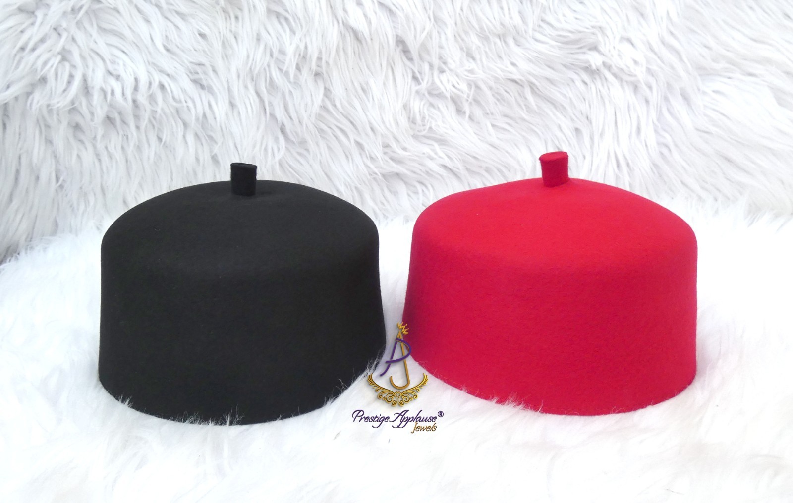 Black Red Chieftaincy Ozo African Traditional Cap | Igbo Hat Fez Style Wool Cap