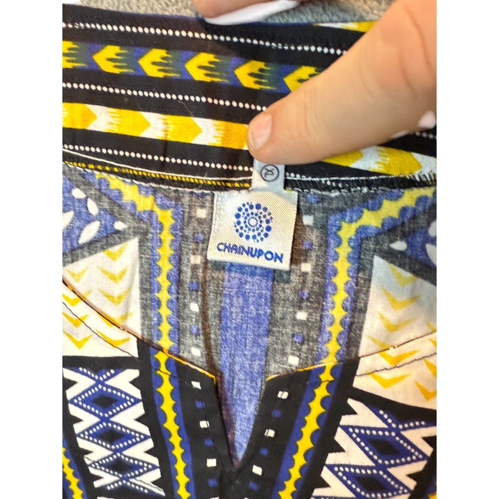 Traditional African Dashiki Shirt Vibrant Multicolor Size 54 Cotton Chanupon
