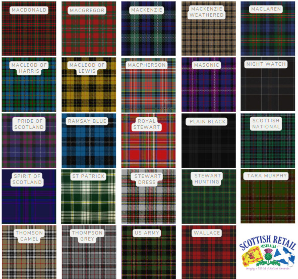 Scottish Tartan Fly Plaid, Approx 1.1m sq, 45 tartans – Acrylic Wool Unisex